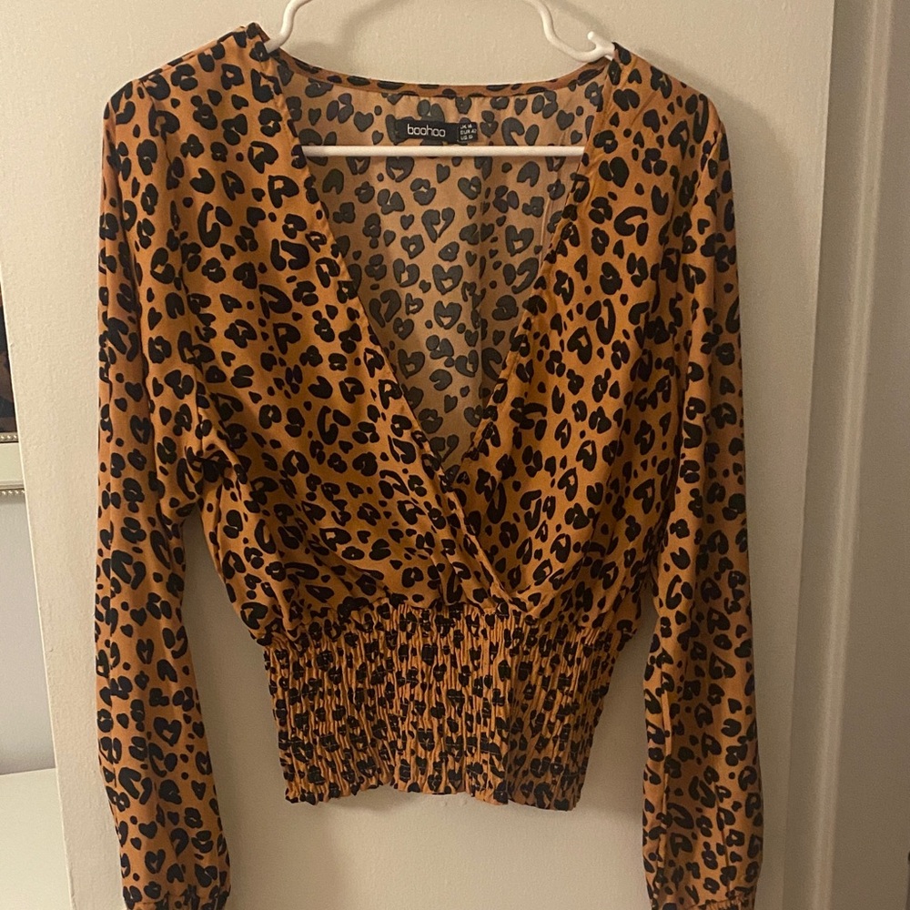 Boohoo Animal Print Blouse - Brown